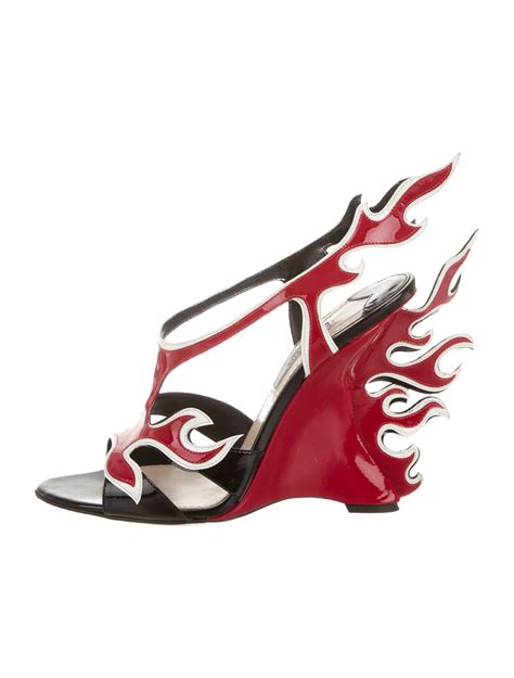 sandalia prada flame|flame wedge sandals.